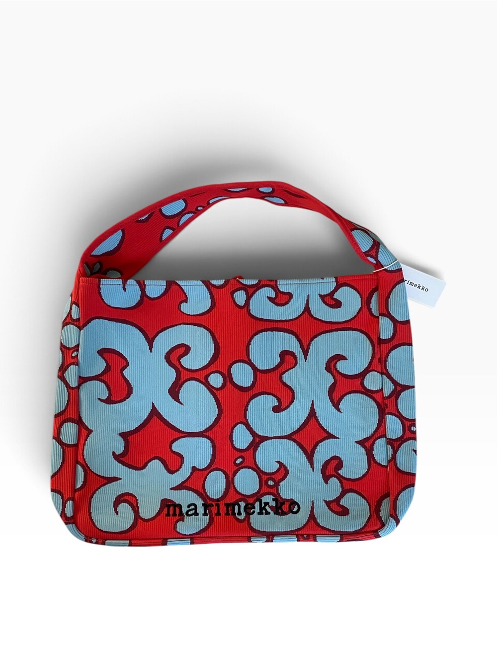 MARIMEKKO Keidas Large Knitted Shoulder Bag Light Blue, Red